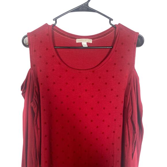 Women's Westport 1962 Red Open Should Long Sleeve Polka dot Top size Medium - Picture 4 of 6